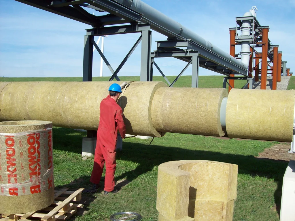 Industrial insulation with rock wool